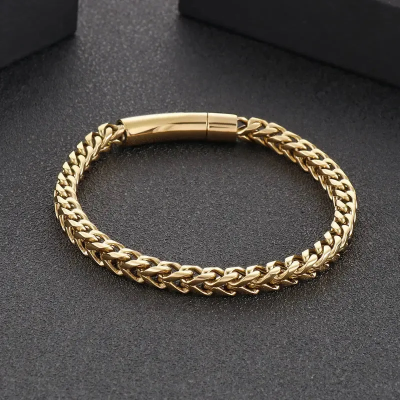 Wheat Chain Stainless Steel Bracelet-Woolova