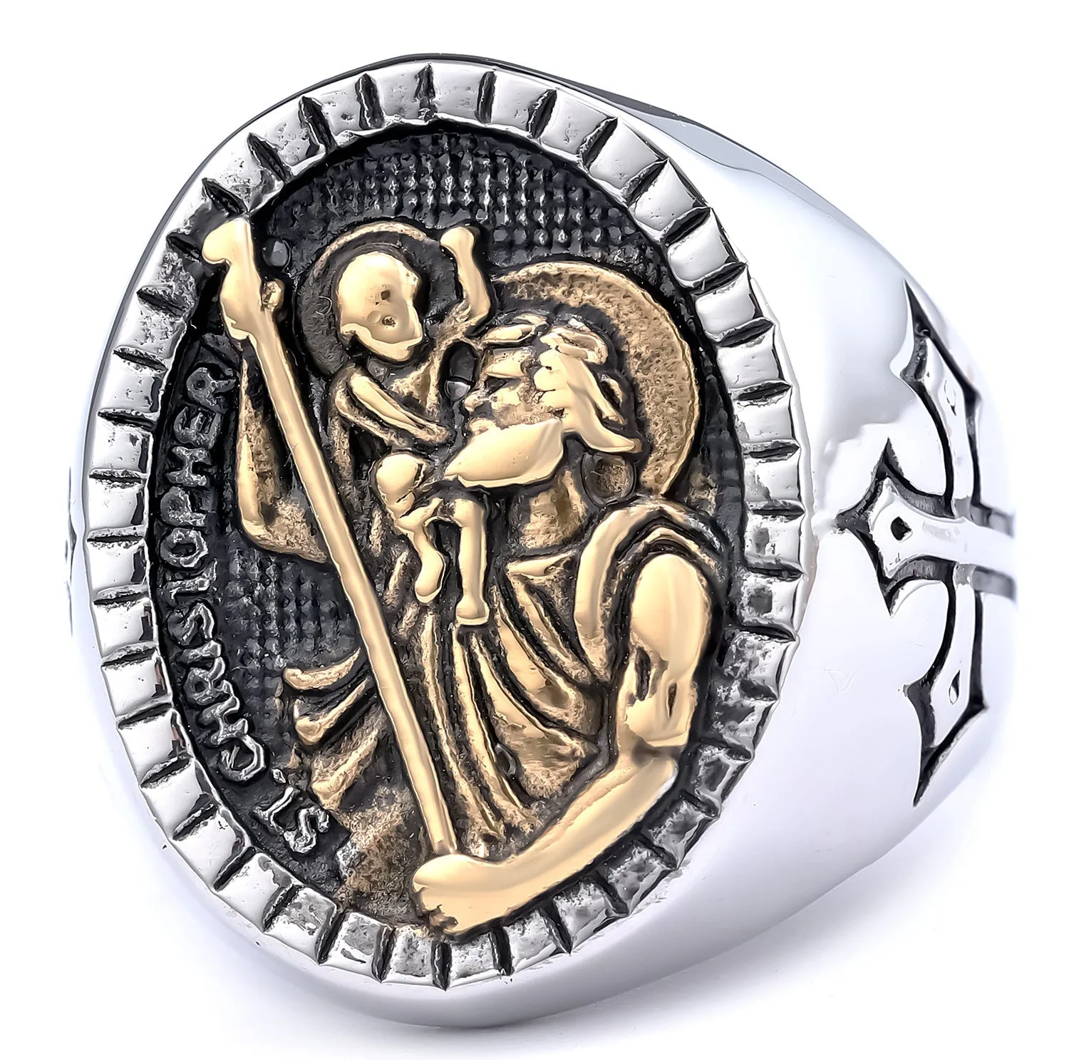 Anubis Ancient Egyptian Symbolism Men's Cross Ring-Woolova