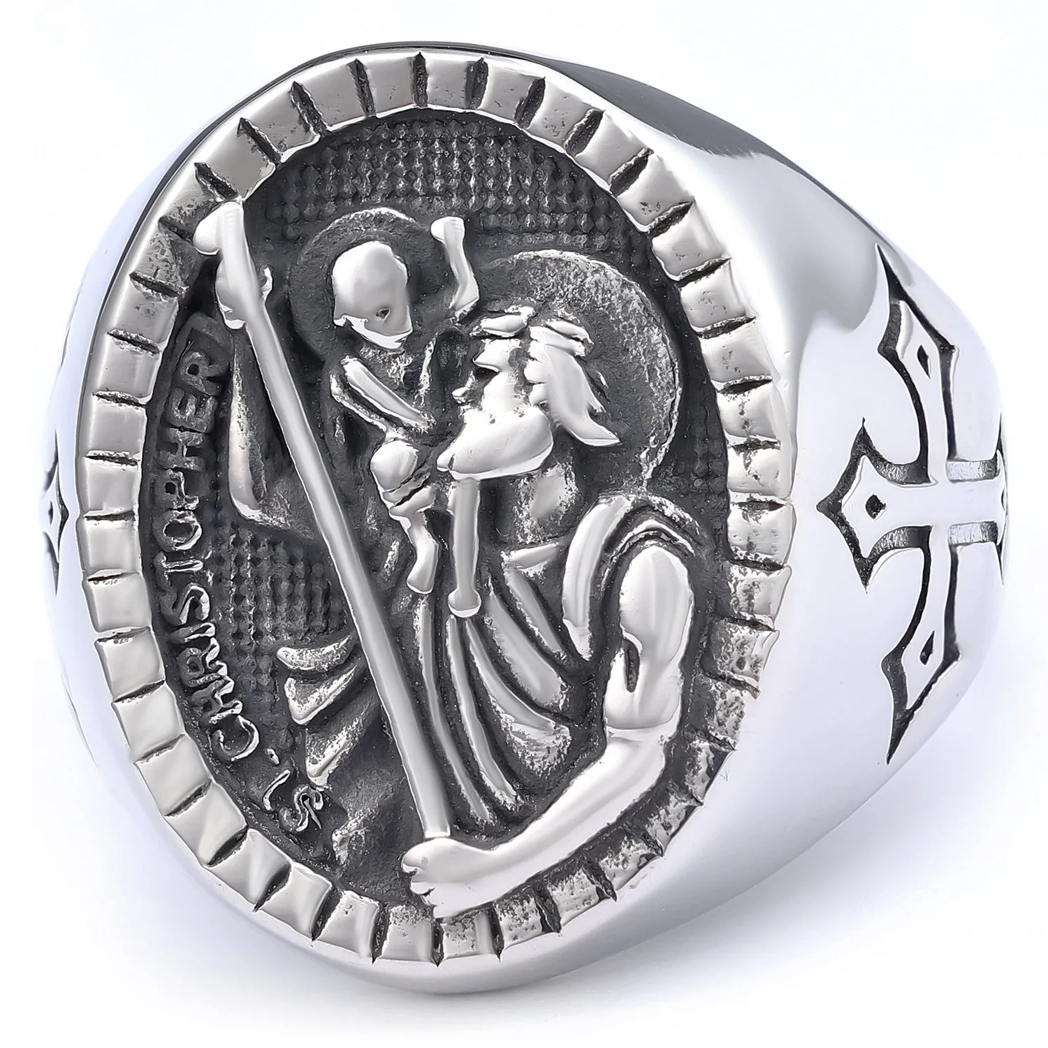 Anubis Ancient Egyptian Symbolism Men's Cross Ring-Woolova