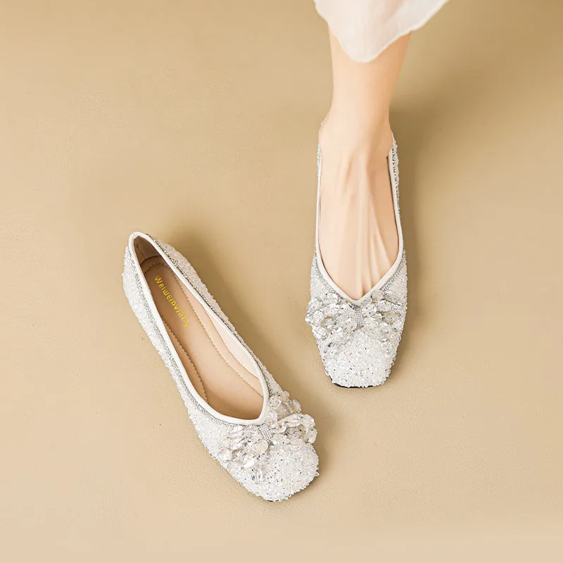 Women Fashion Crystal Comfort Soft Flats-Woolova