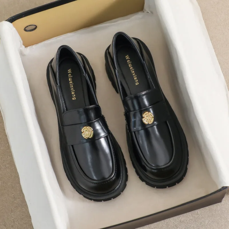 Women Retro Minimalist Casual Thick Soled Loafers-Woolova