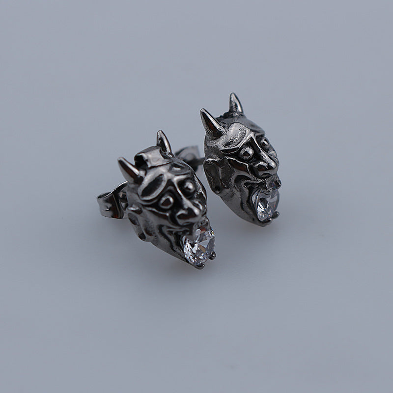 Prajna Mask Diamond Stud Earrings-Woolova