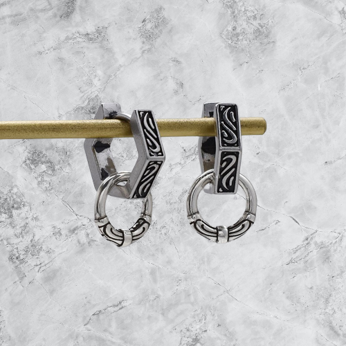 Punk Gothic Style Hip Hop Hoop Earrings-Woolova