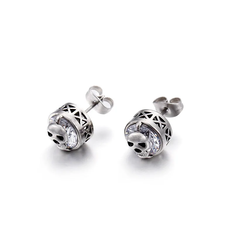 Punk Skull Stud Earrings-Woolova