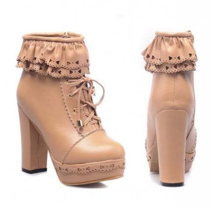 Sweet Elegant Thick Platform Heels Short Boots-Woolova