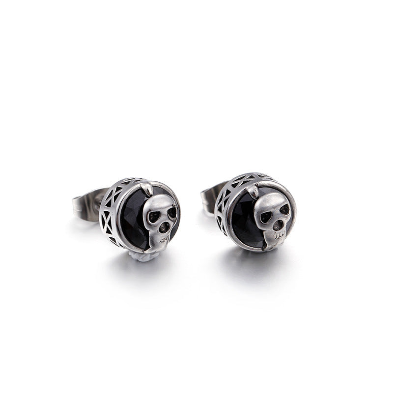 Punk Skull Stud Earrings-Woolova