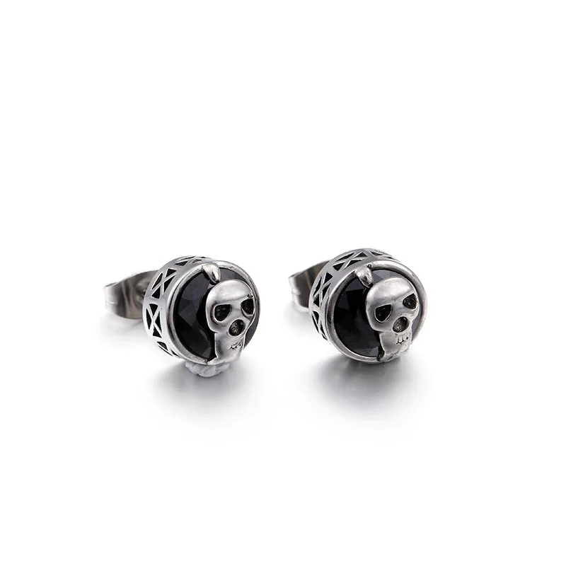 Punk Skull Stud Earrings-Woolova