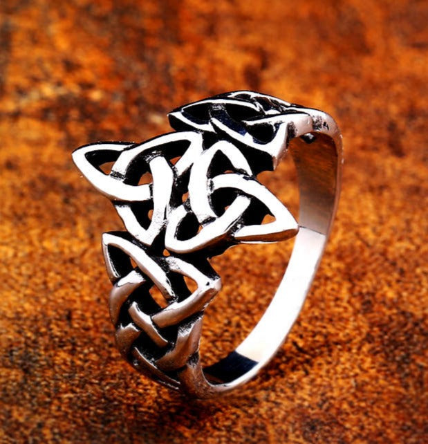 Viking Celtic Knot Ring Mens Stainless Steel Ring-Woolova